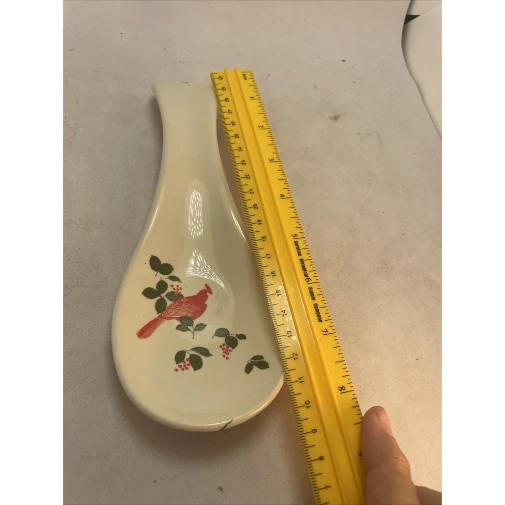 Otagiri Christmas Holly & Cardinal Porcelain Spoon Rest EUC‎